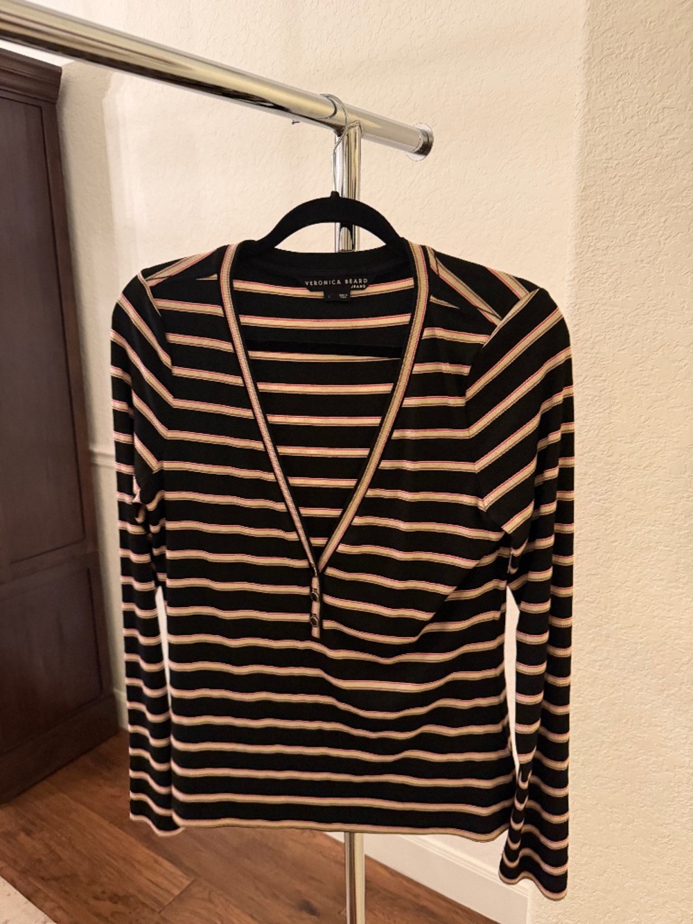 Veronica Beard Long Sleeve Stripped Top (Large)